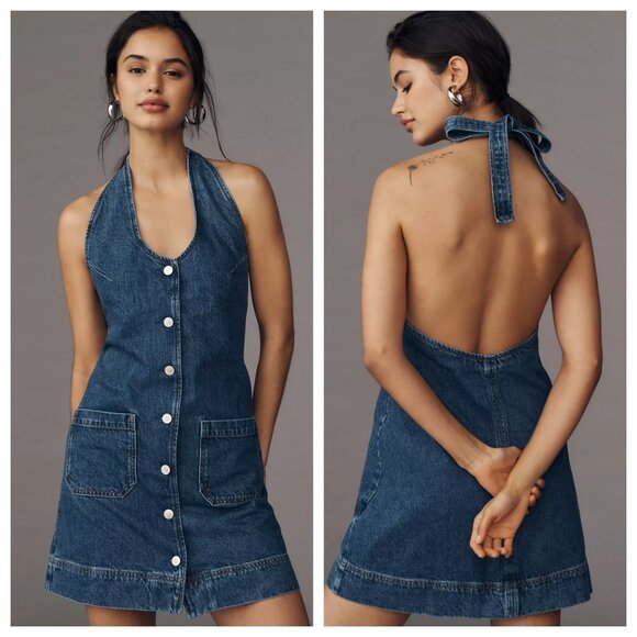 Reformation Dresses & Skirts - Reformation Brittany Halter Denim Minidress